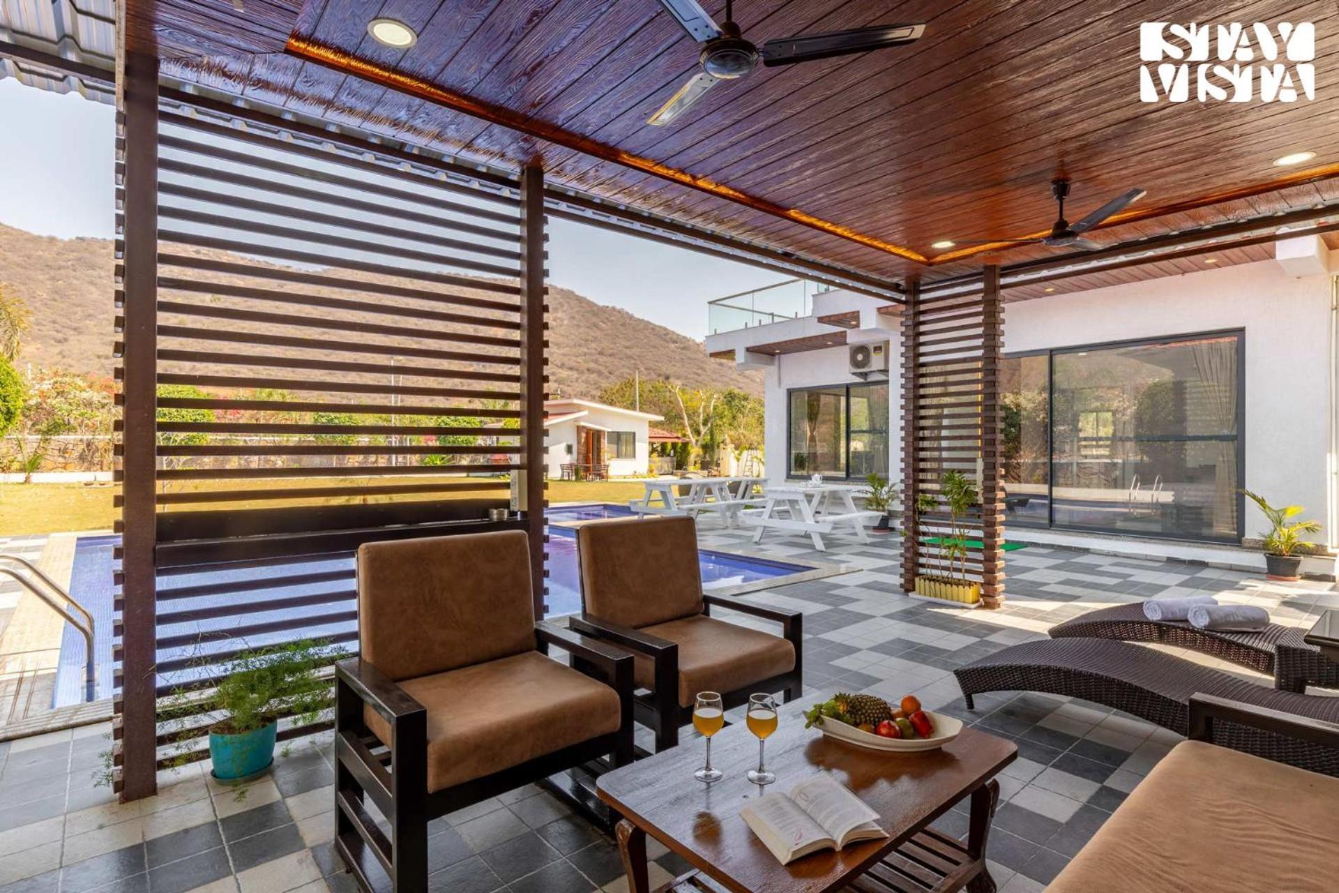Stayvista'S Bella Dream - Mountain-View With Outdoor Pool, Lawn Featuring A Gazebo & Indoor Games Udaipur Exterior photo